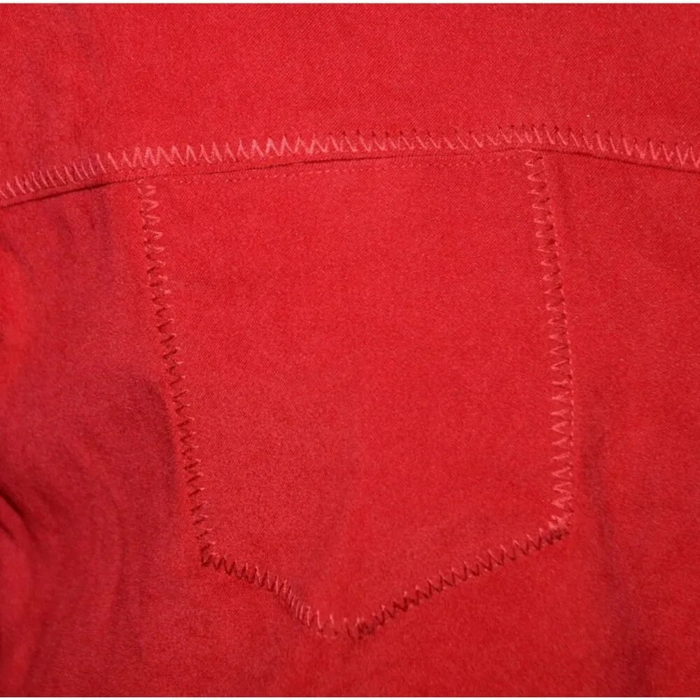 Wrangler Riata Ladies L Red Heavy Shirt Shacket Button Front Western Cowgirl - Image 5