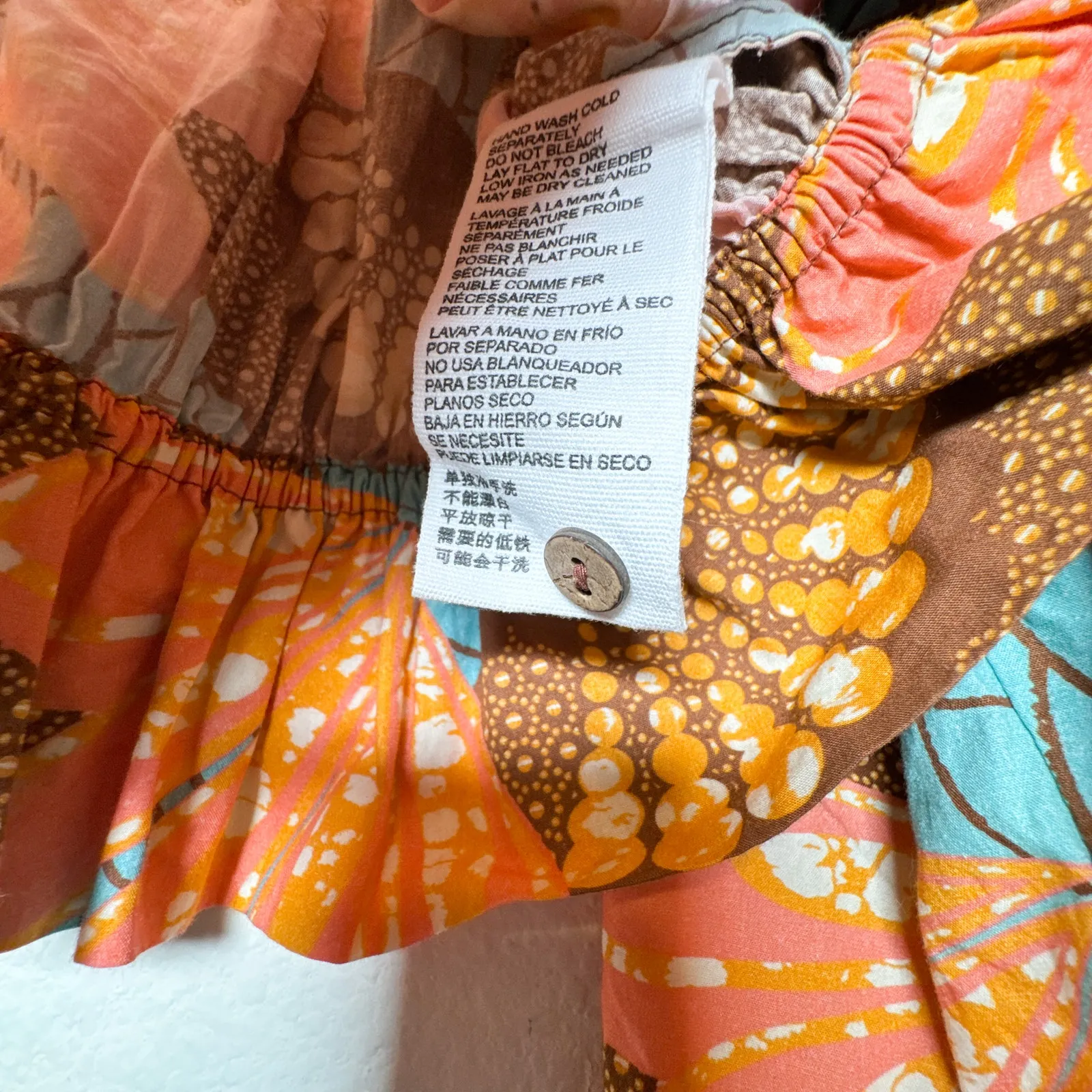 Cleobella Faye Cropped 3/4 Sleeve Boho Organic Cotton Blouse Small - Image 5