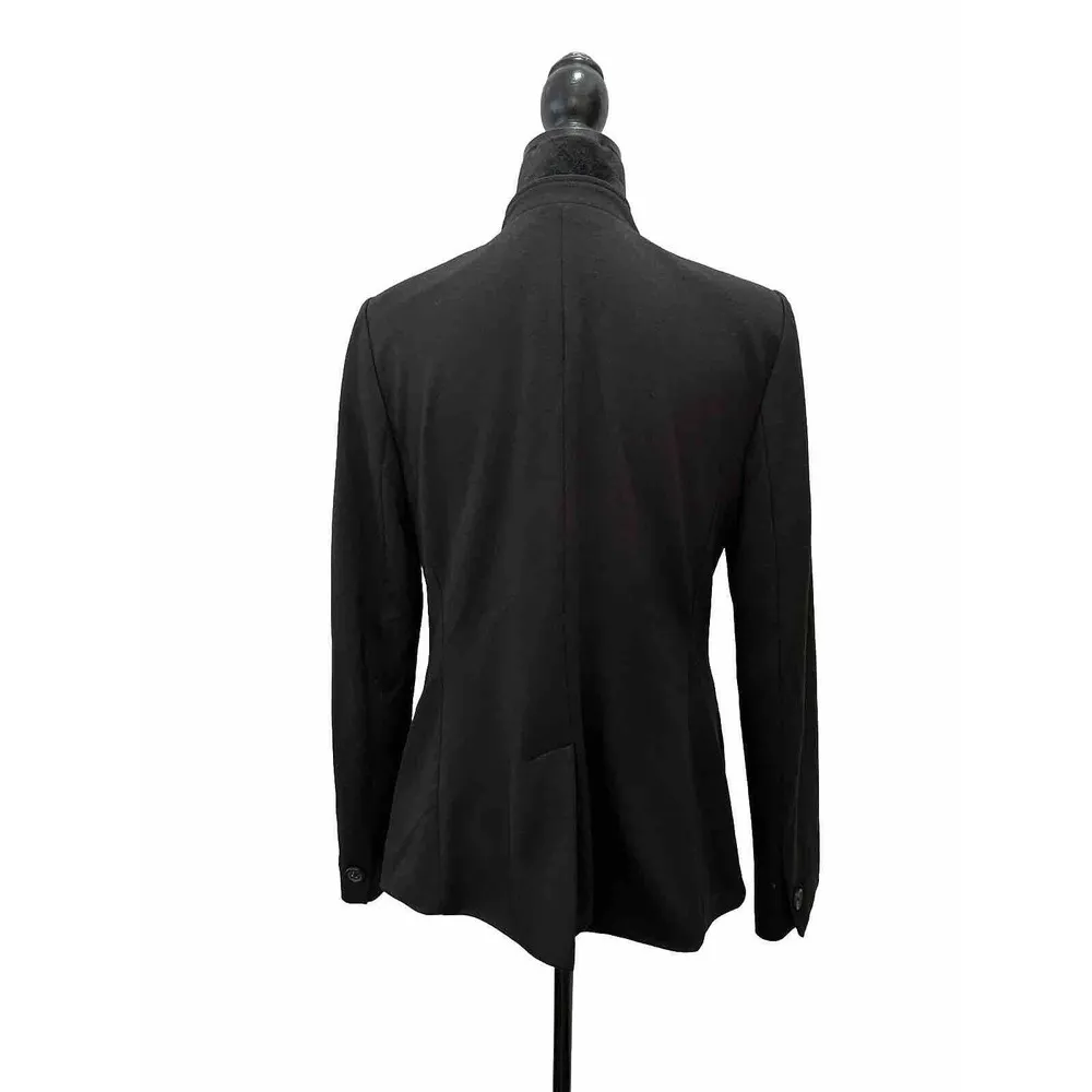 Banana Republic Black Blazer Mandarin Collar Polyester Spandex Blend One Button - Image 2