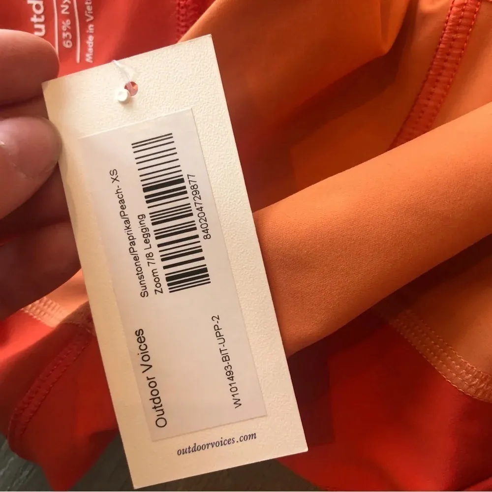 Outdoor Voices SuperForm 7/8 Leggings Orange Color Block Womens Size XS - Image 8