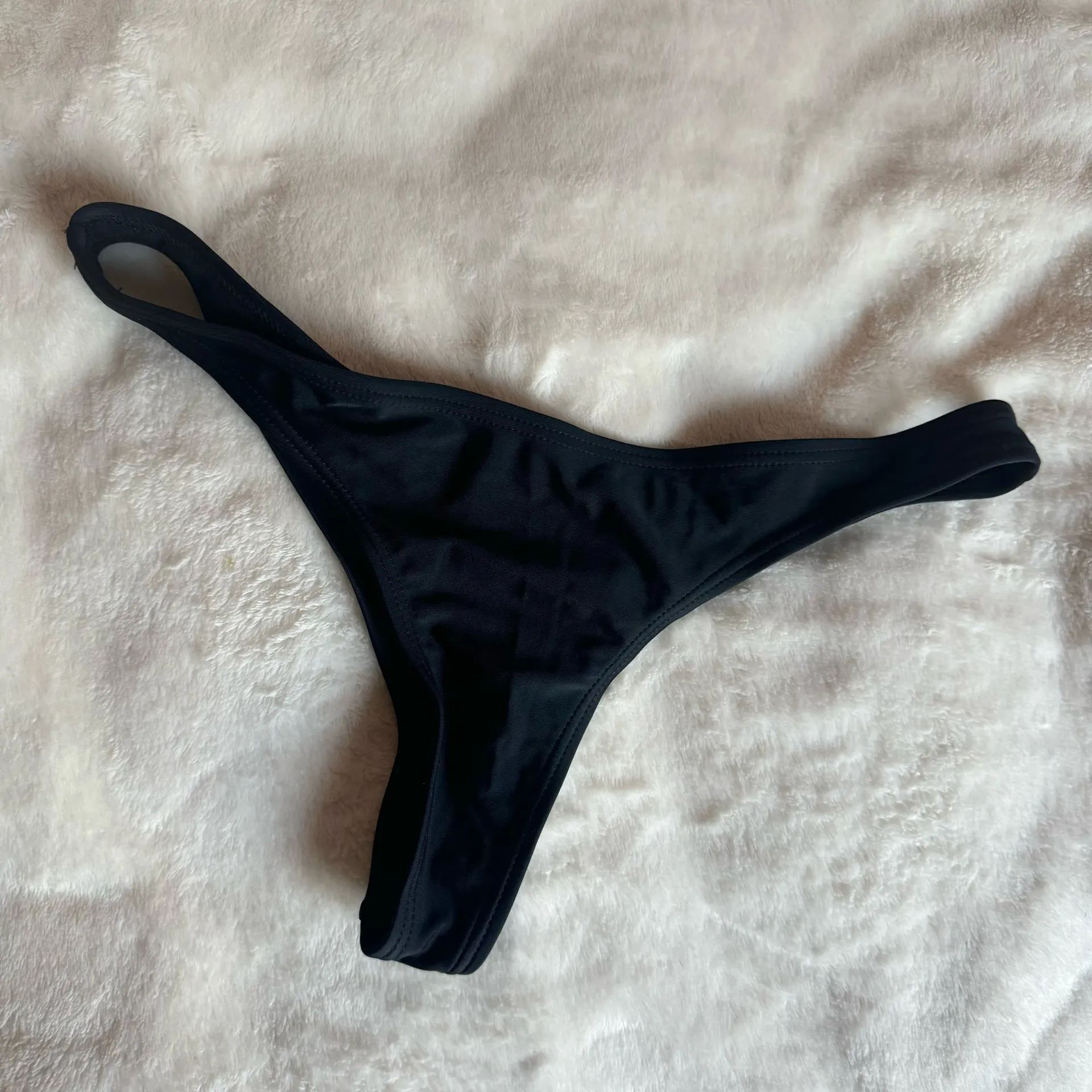 High Waisted Black Swim Bikini Thong Size Medium - Image 2