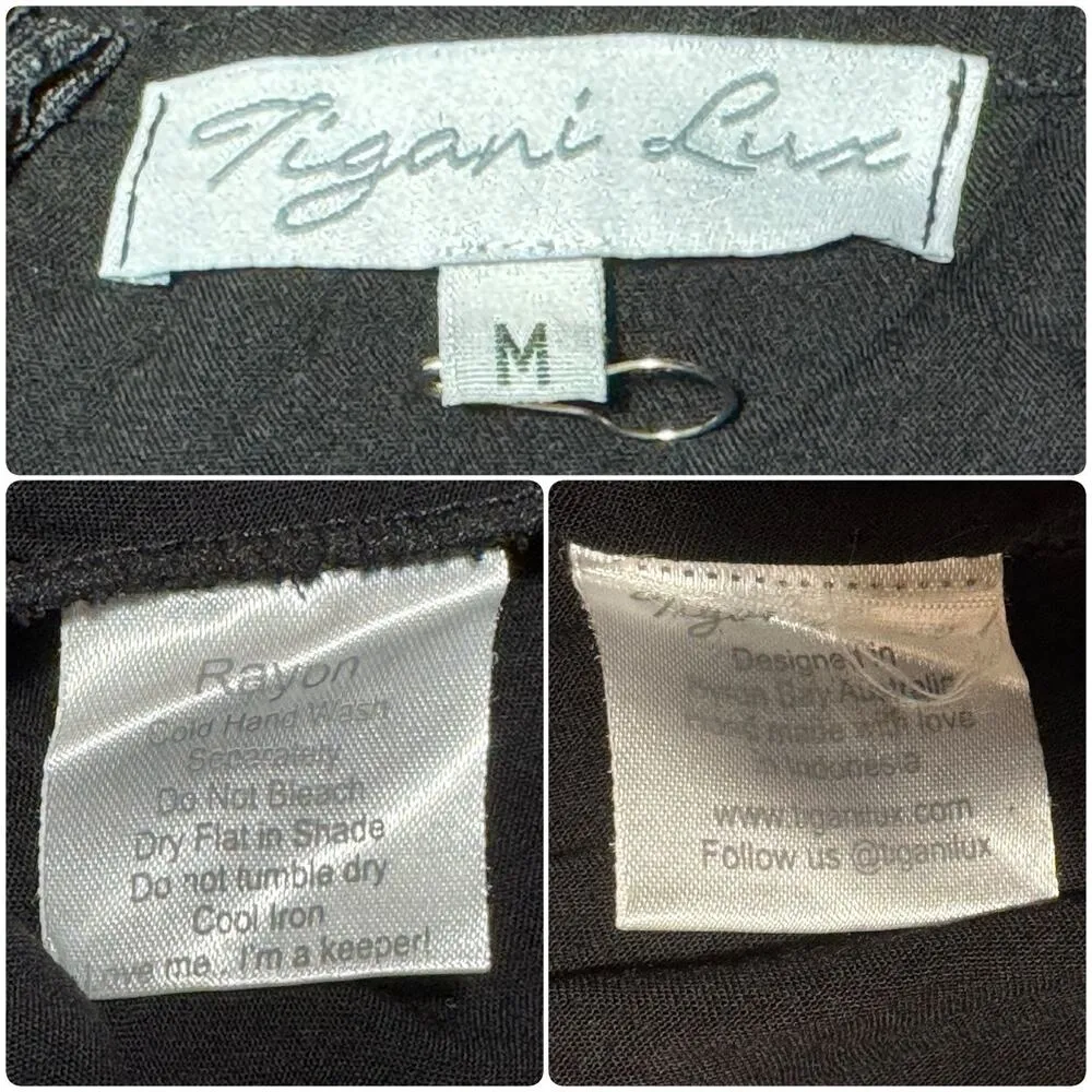 TIGANI LUX Handmade Cut Out Backless Black Midi Summer Dress Flowy Beachy Size M Size M - Image 14