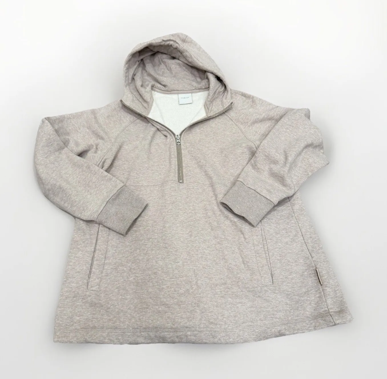 Varley Stirling Half-Zip Hoodie Womens Medium Beige Sweatshirt Pullover VAR01558 - Image 1