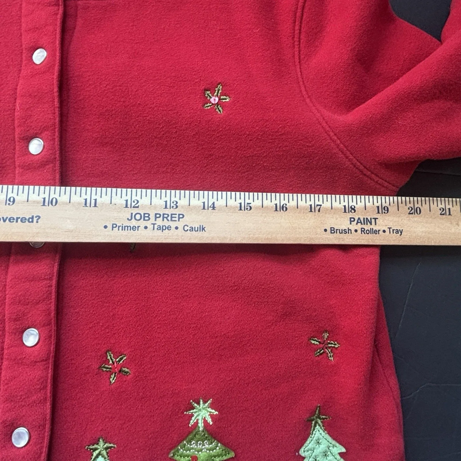 VintageClassic Elements Petite  Christmas  Cardigan Sweater Snowman Embroidery M - Image 11