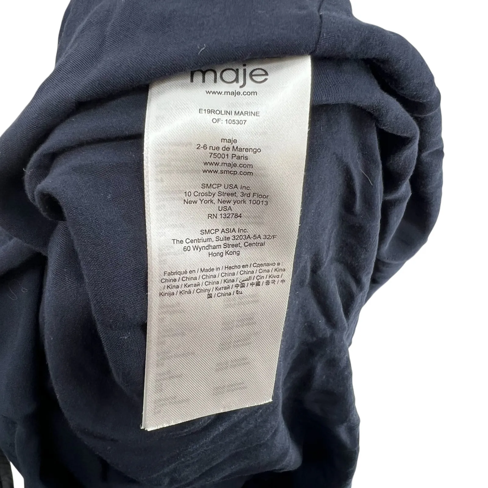 Maje Rolini‎ Dress Plisse Crepe Striped Detail Navy Blue Size 3 US Large - Image 11