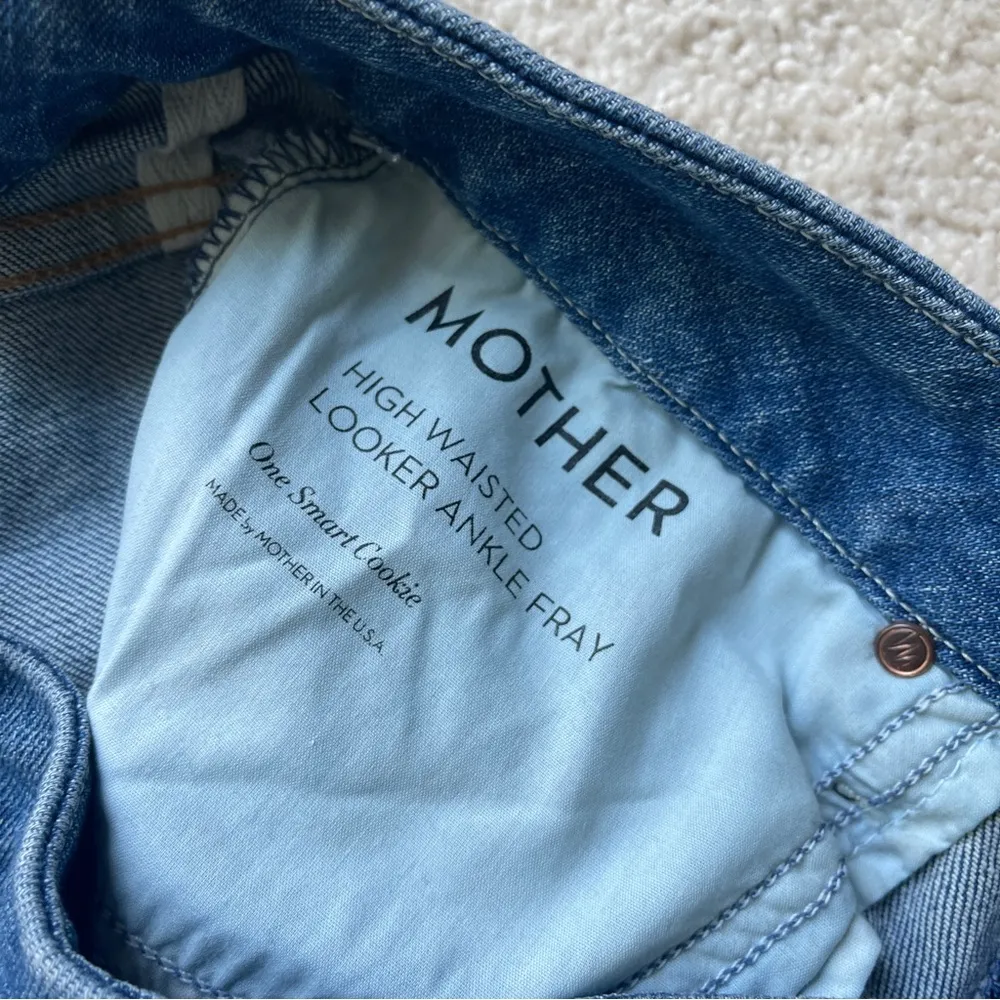 Mother High Waisted Looker Ankle Fray One Smart Cookie Jeans Size 27 - Image 3