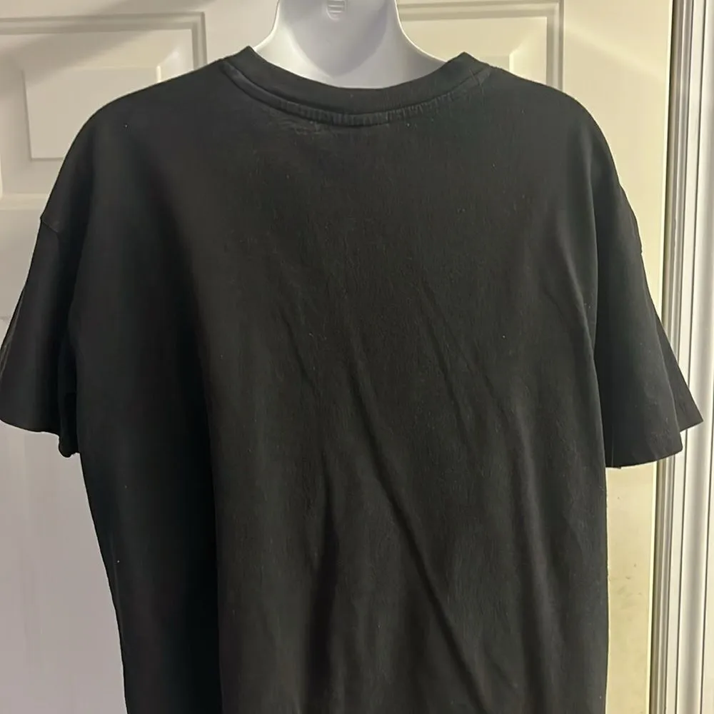 AC/DC Cotton:On Black Relaxed Boyfriend T-Shirt Distressed Goth Grunge Small - Image 10