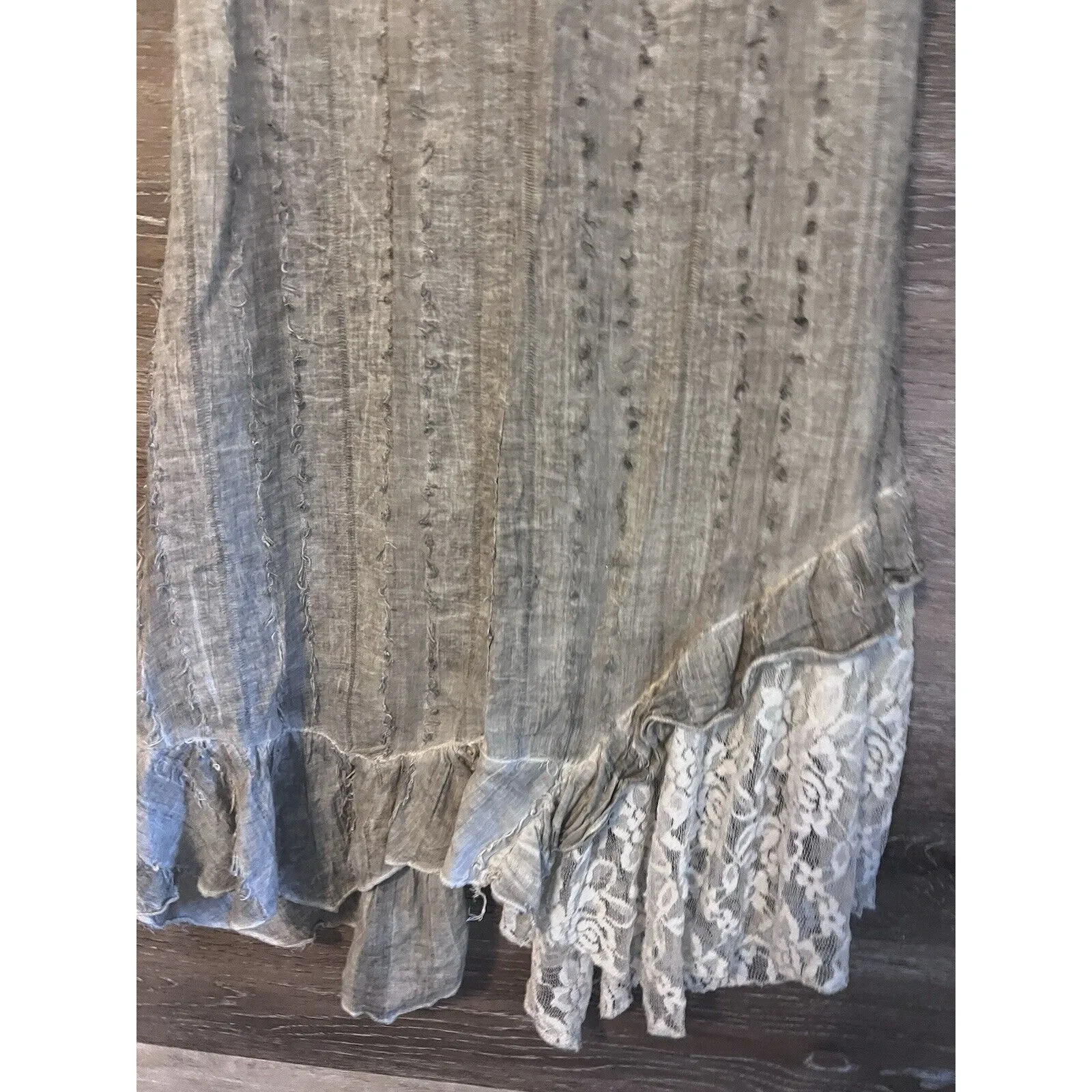 Cottagecore Aziza Dress Sz M Lace Boho Ivory Asymmetrical Mini Grunge Cotton Size M - Image 8