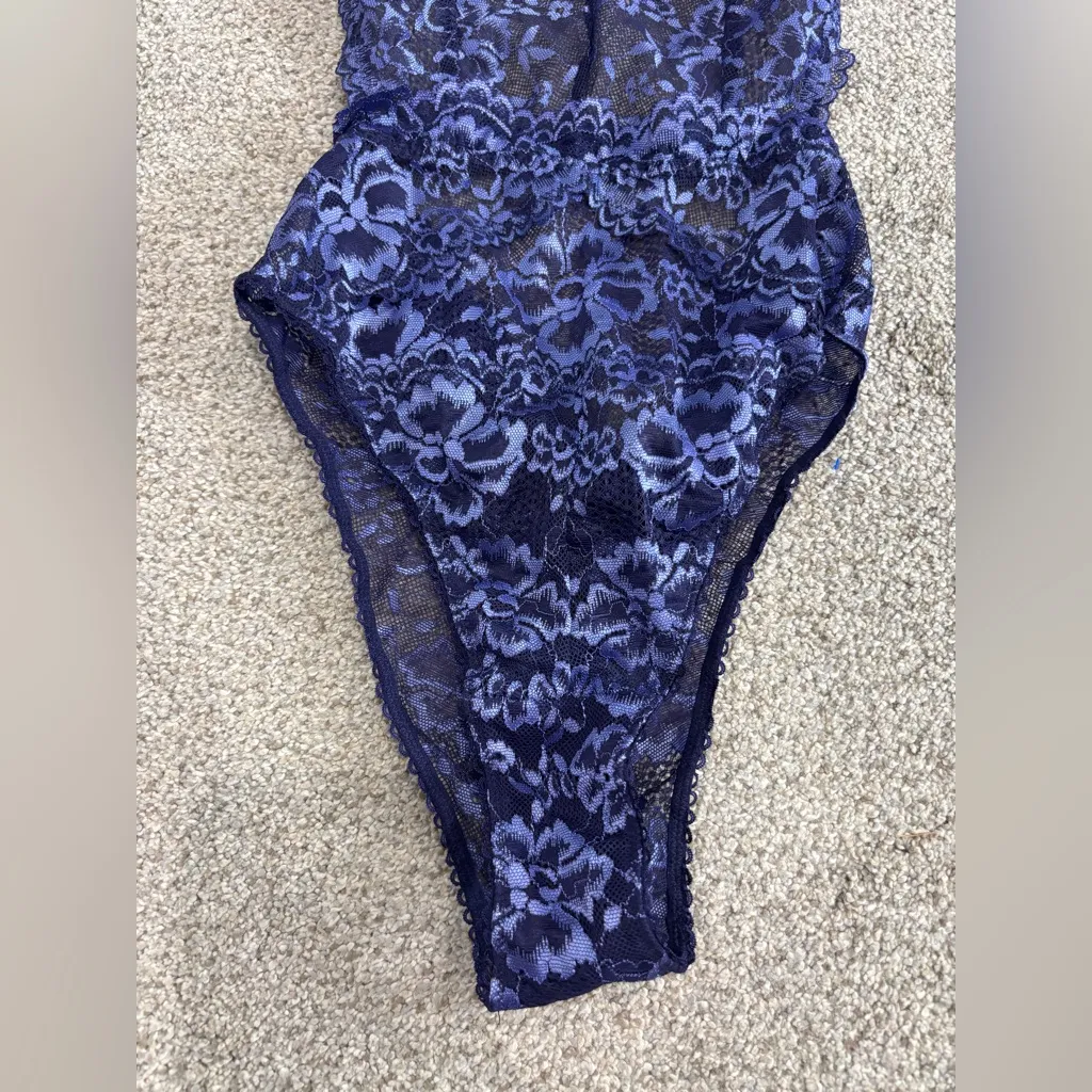 Savage X Fenty Floral Lace Teddy XS Lingerie sexy Blue - Image 5