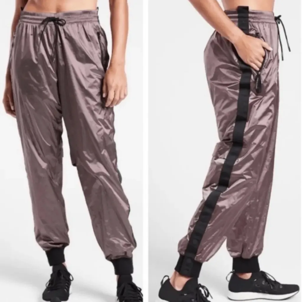 Athleta + Allyson Felix Legend Luxe Track Pants Flora Mauve Metallic Size Large - Image 2