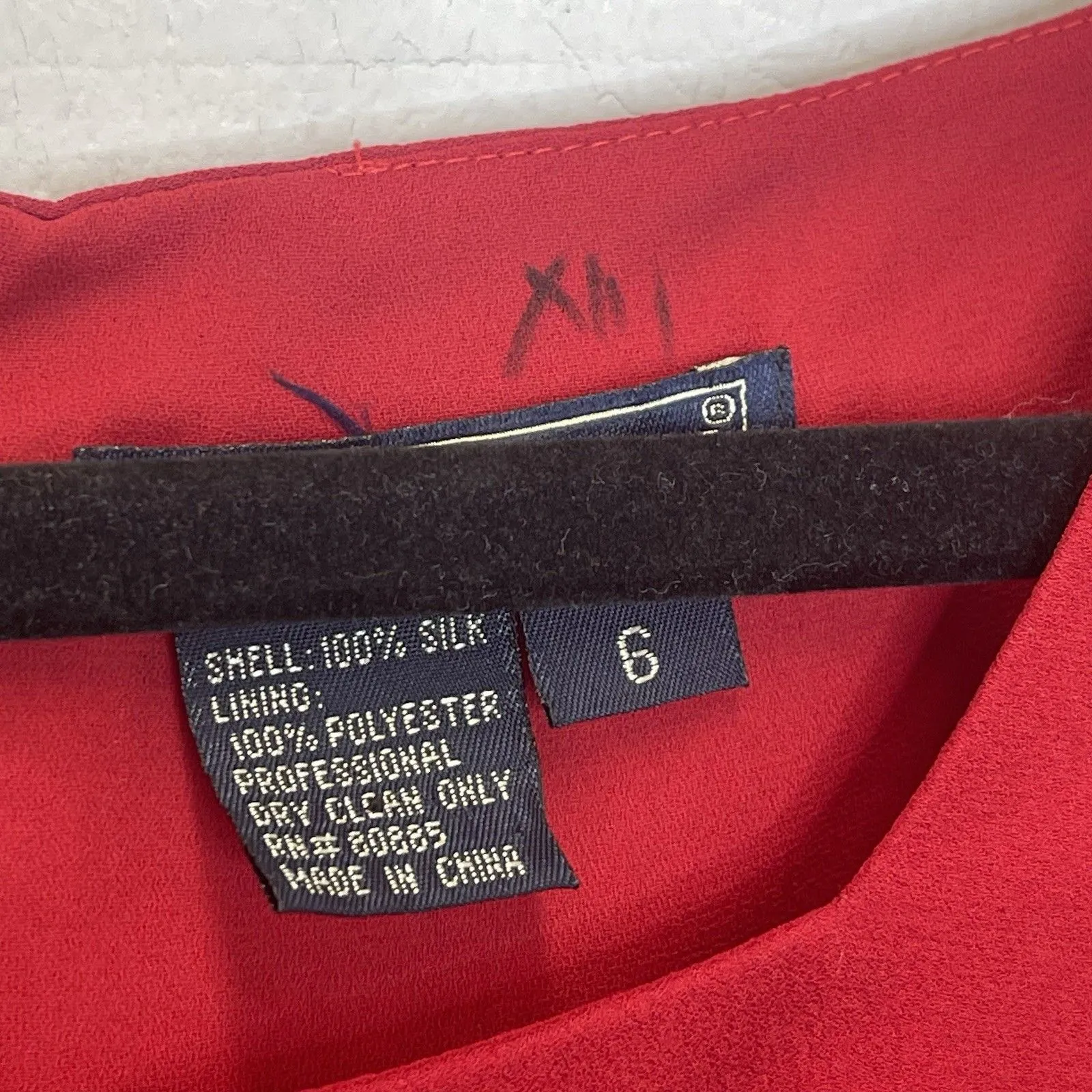 Vintage 100% Silk Size 6 Red Midi Dress Solid Cherry Red Christmas Minimalist - Image 5