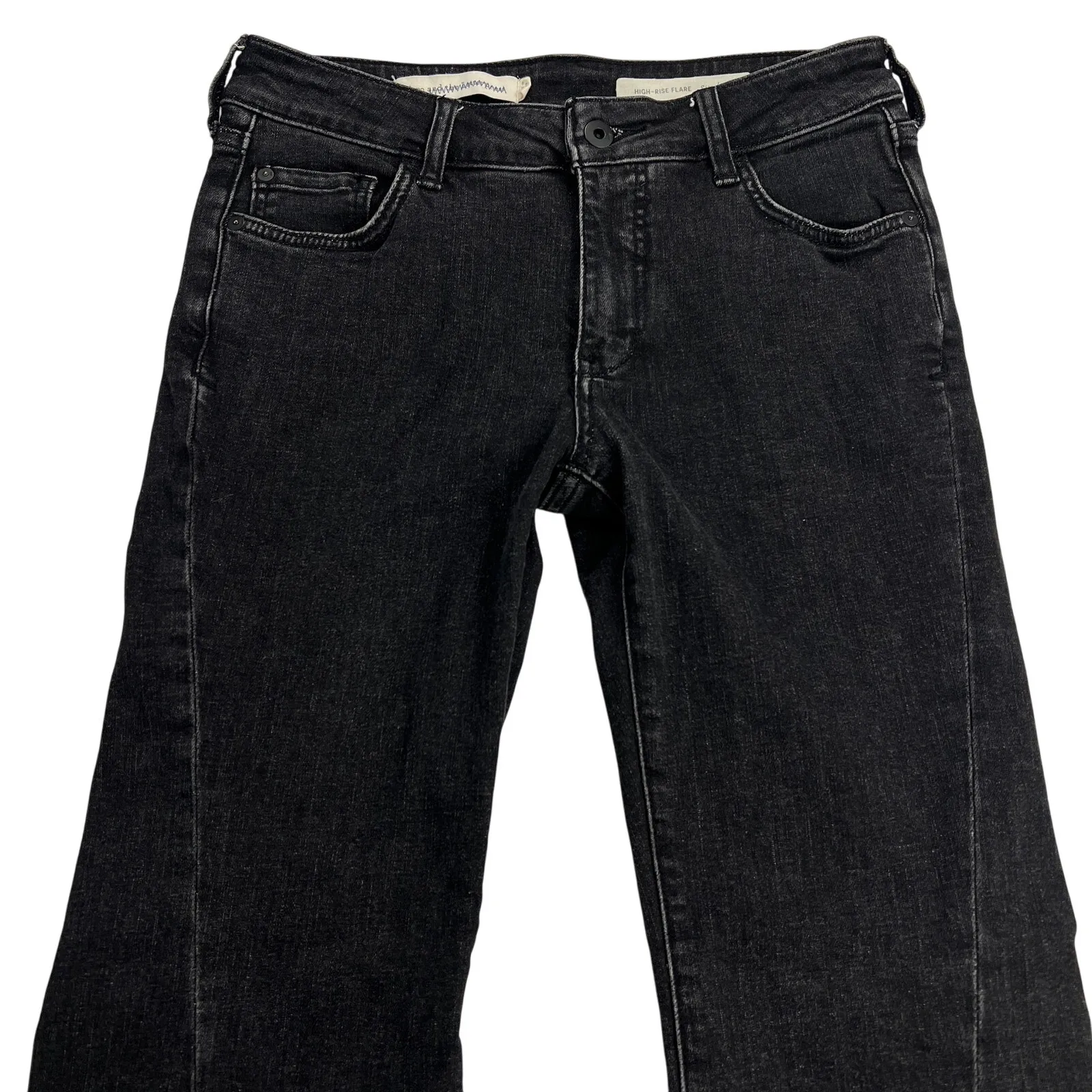 Pilcro and the Letterpress High-Rise Flare Seamed Leg Black Jeans Size 26 - Image 2