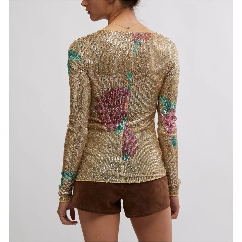 NWT Free People Print Gold Rush Top - Image 4