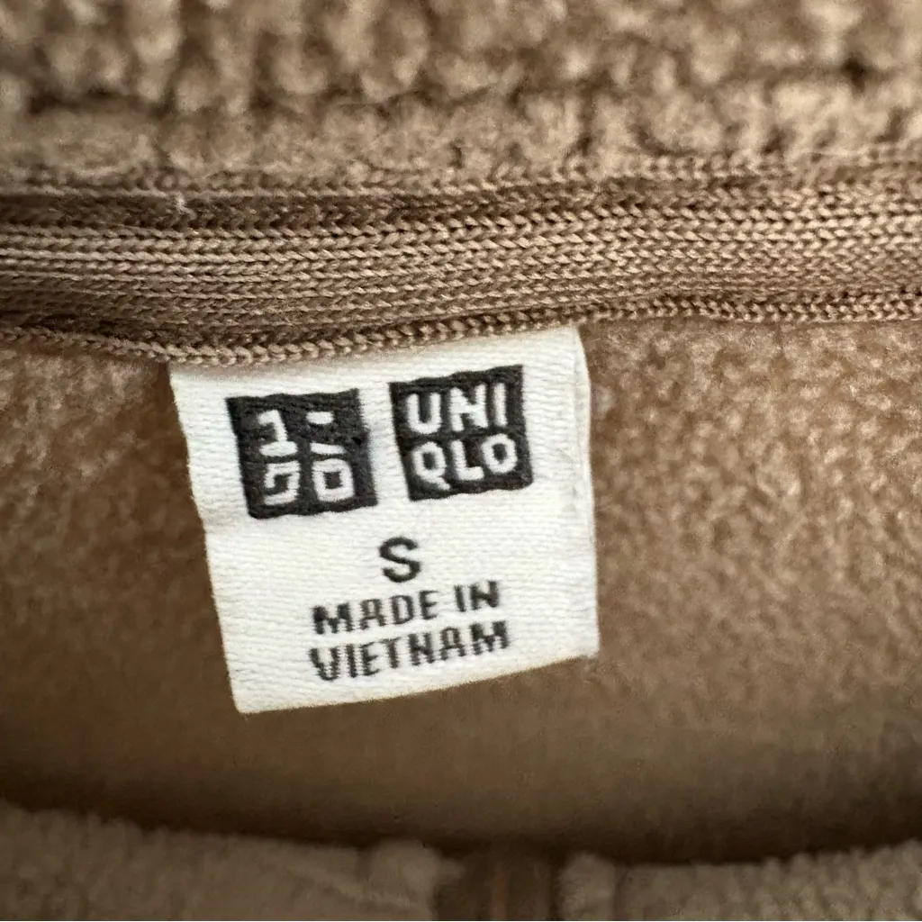 Uniqlo Full Zip Fleece Jacket Womens Small Beige Taupe Lightweight Sporty Sherpa - Image 8
