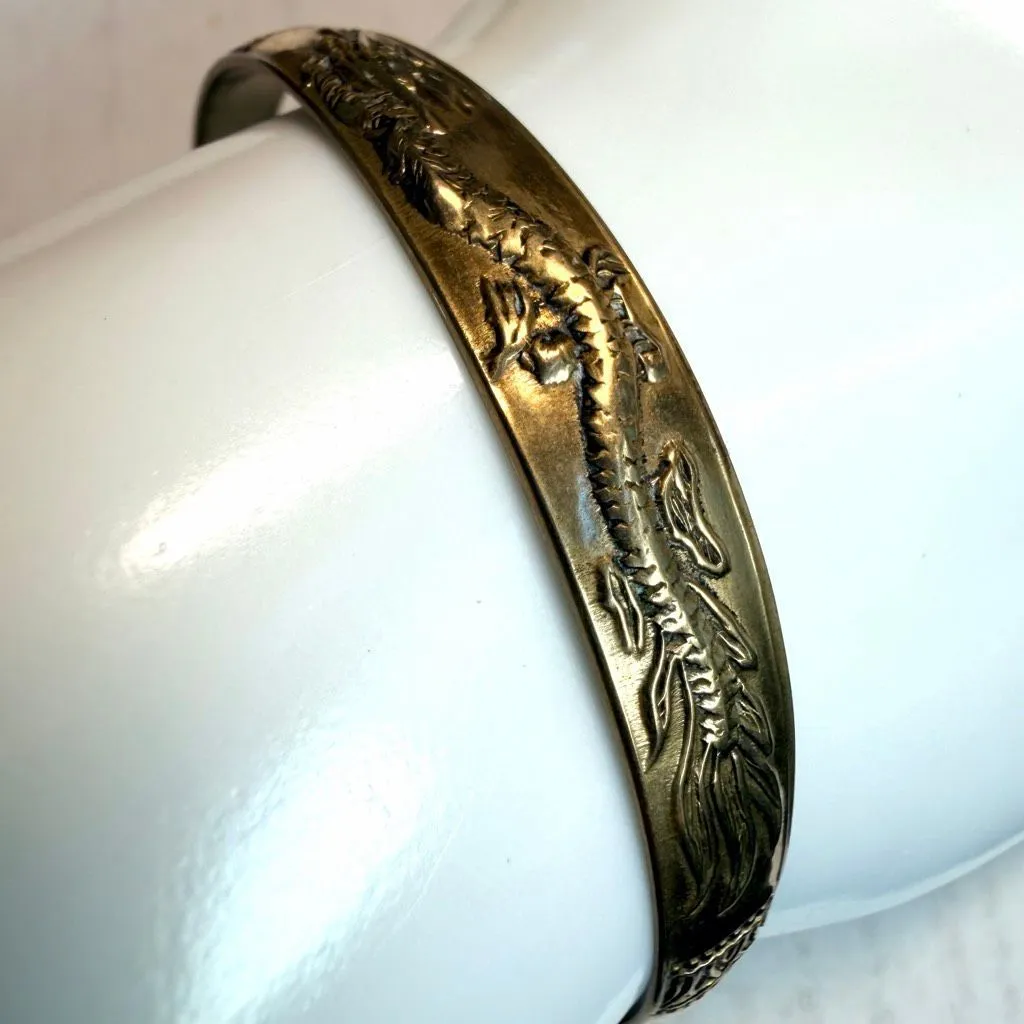 Vintage Brass Dragon Cuff Bracelet - Image 10