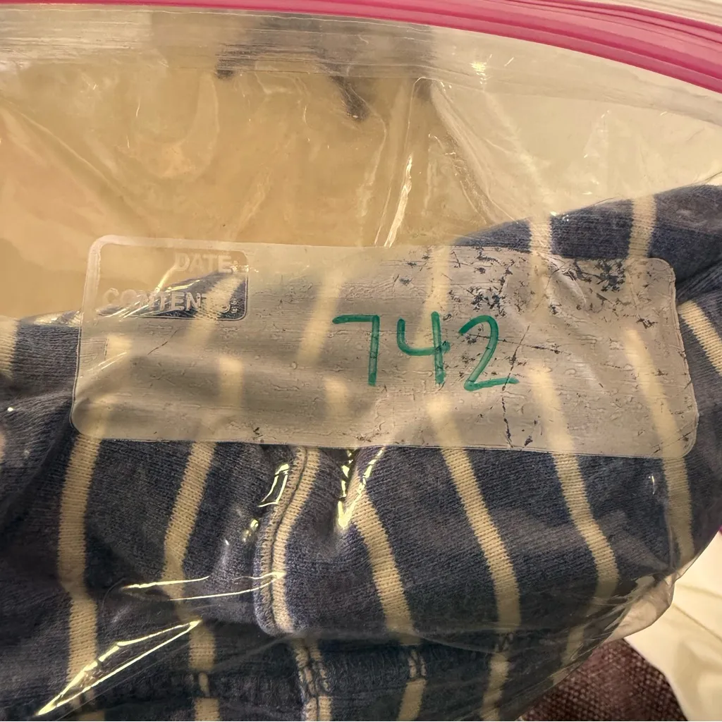 Eddie Bauer Blue White Stripe Full Zip Sweater Hoodie Cotton Blend Nautical L - Image 8