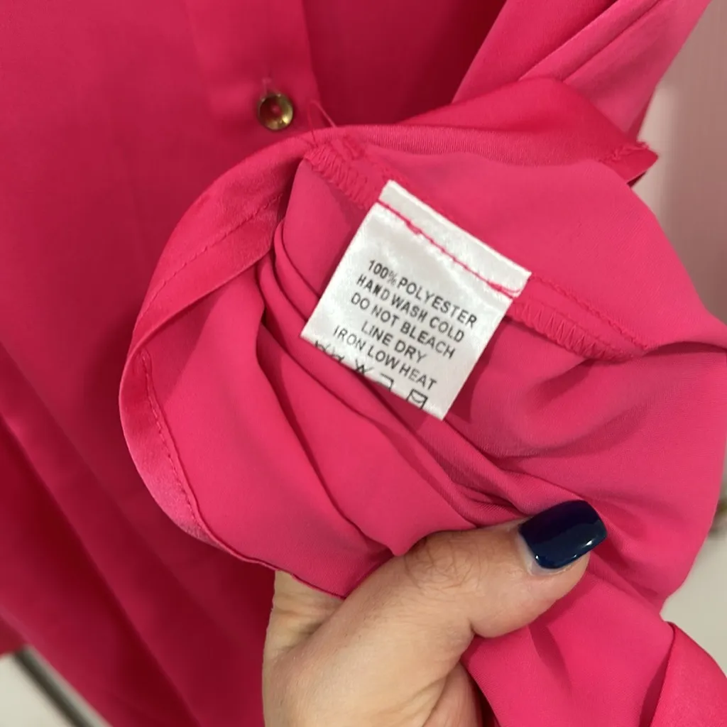 Hot pink shirt dress Size L - Image 4