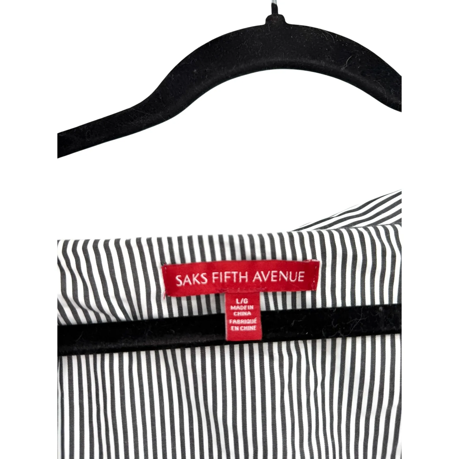 SAKS FIFTH AVENUE L Romper Short Set Off Shoulder Top PinStripe Button Up Down - Image 6