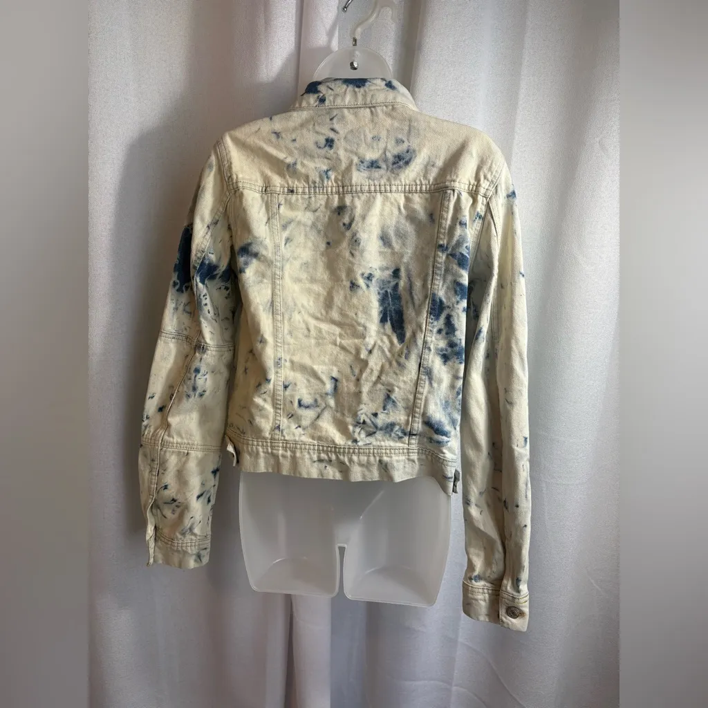 FREE People Rumors Denim Jacket in Jones Tie Dye Blue‎ Size Small EEUC 0436 - Image 11
