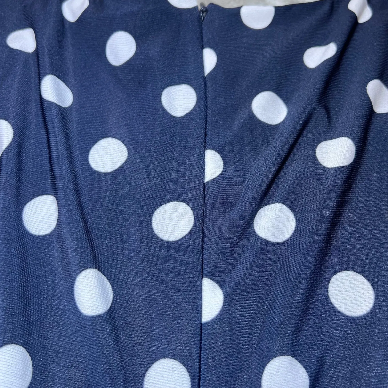 Chaps Dress Womens XL Navy Blue White Polka Dot Sleeveless Dress Midi Dressy - Image 6
