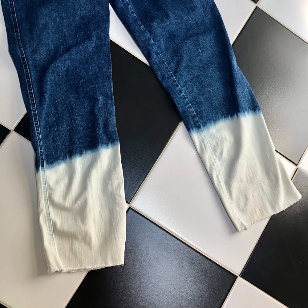Bleached Jeans Indigo Blue & White Denim Gradient Ombré Tie Dye size 30 - Image 6