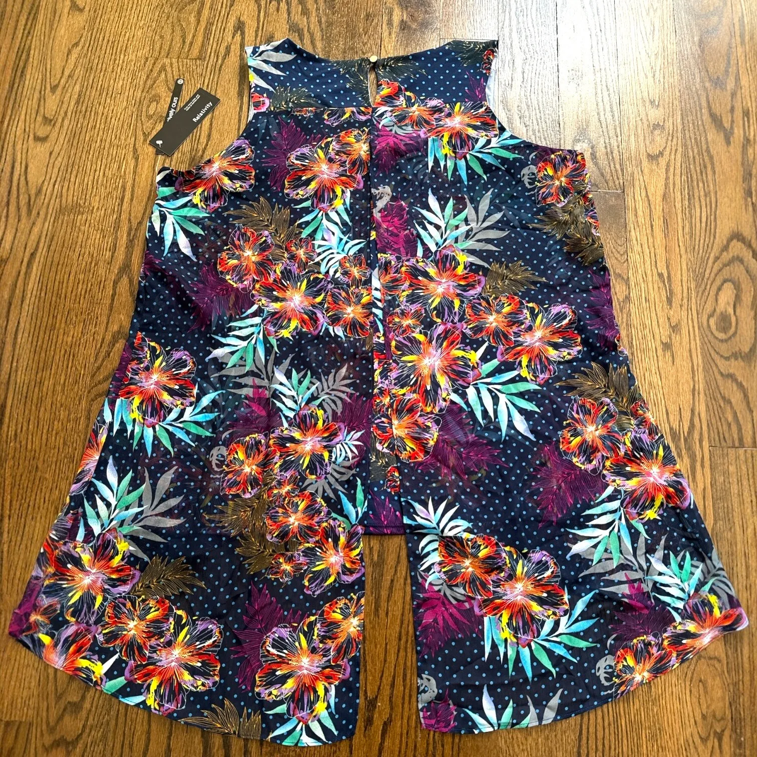 Relativity Women's XL‎ Sleeveless Floral Print Hi-Low Hem Blouse Top Blue NWT - Image 8