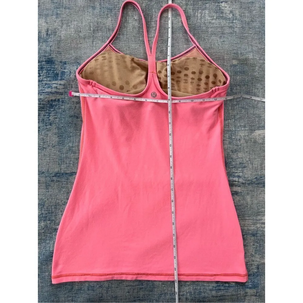 Lululemon Pink Orange Peach Grapefruit Power Y Tank Top Size 6 - Image 4