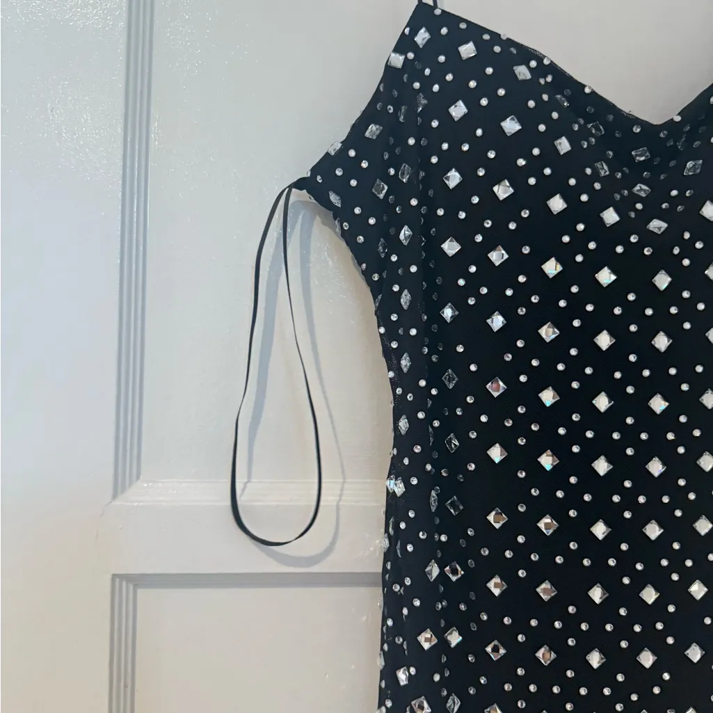 Woman’s Black Rhinestones Evening Dress - Image 10