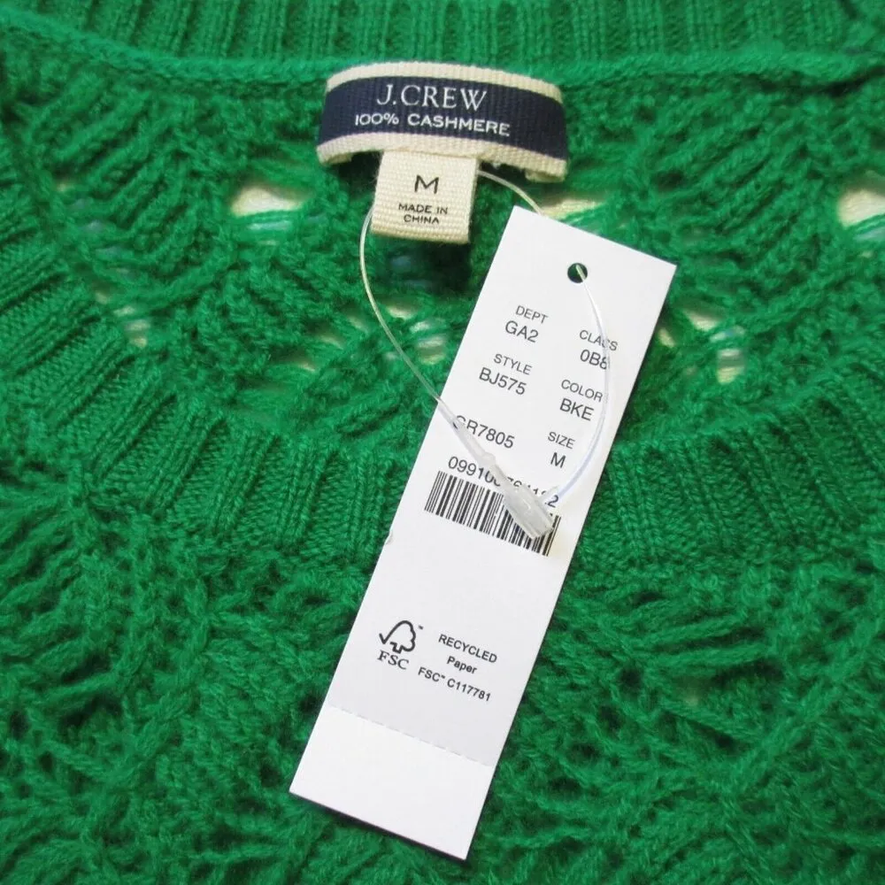 NWT J.Crew Cashmere Pointelle Sweater Shell in Brilliant Kelly Green Vest M - Image 2