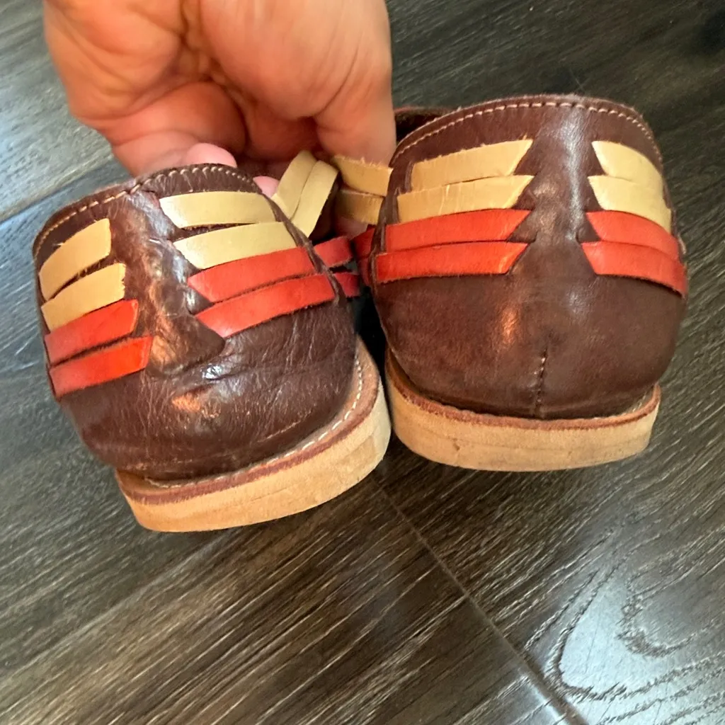 Women’s handmade Mexican Leather huaraches Brown Size 9 - Image 4