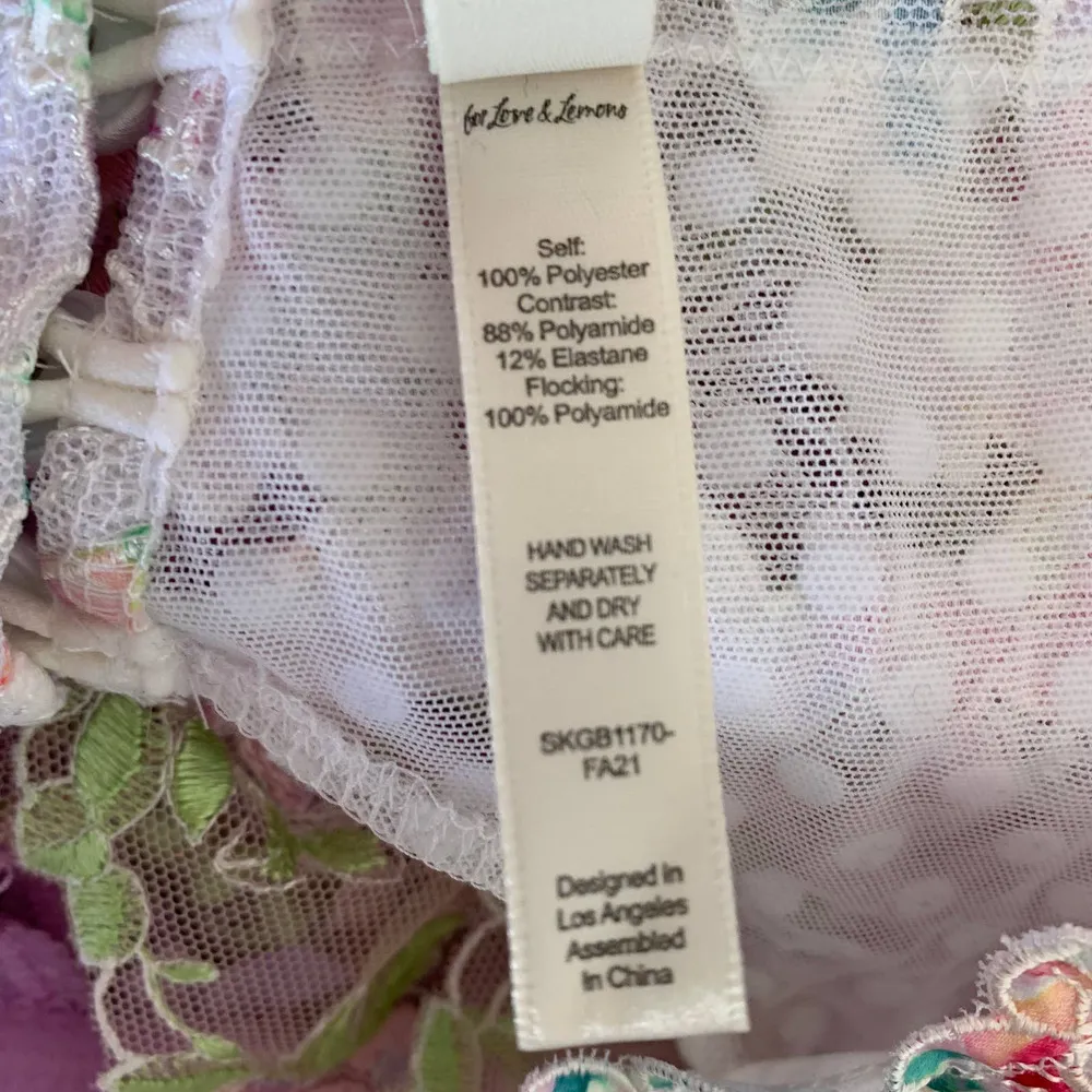 NEW For Love and Lemons Outline Garter Belt in White Multicolor Floral - Image 8