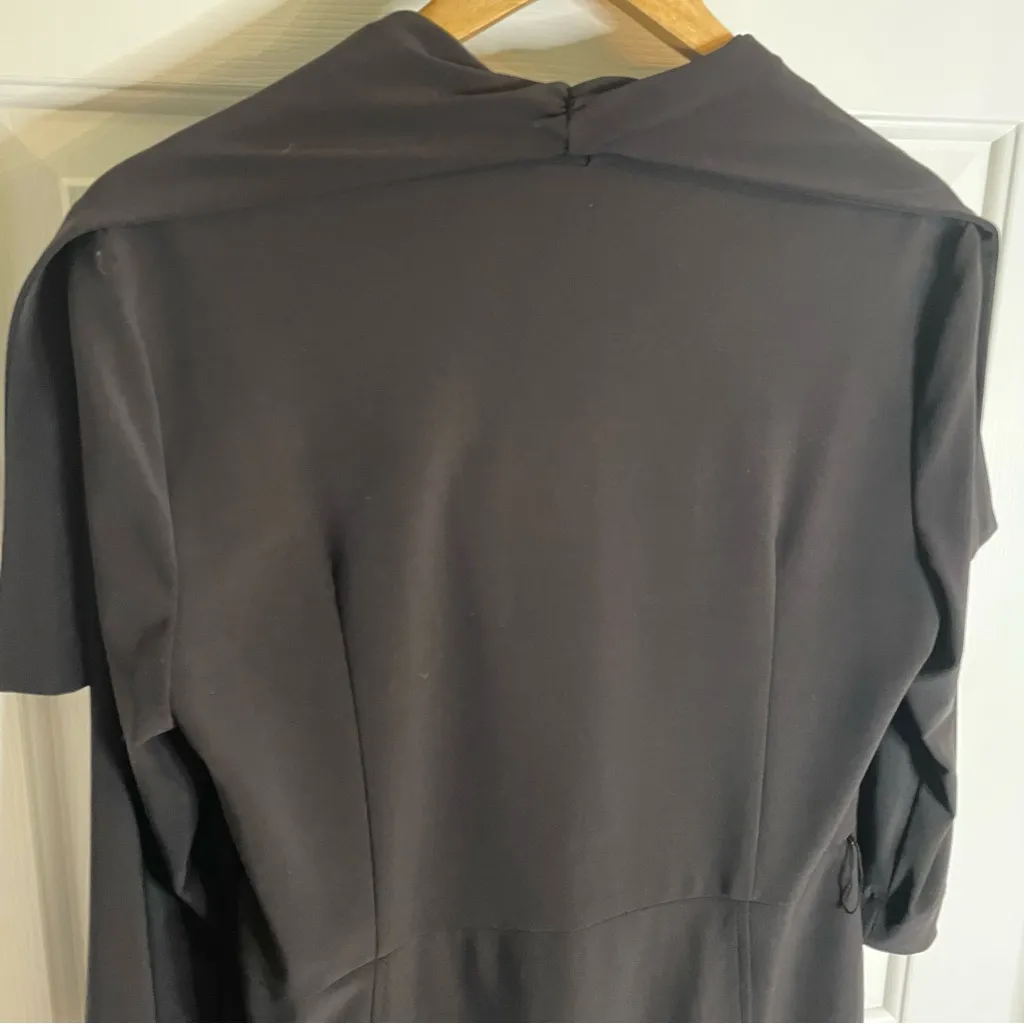 Joseph Ribkoff Black Long Sleeve Dress With Shawl Collar & Side Zipper Size 14 - Image 7