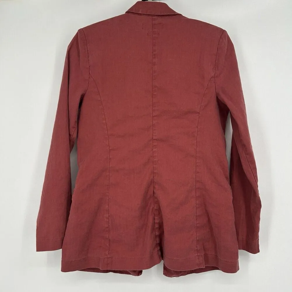 Level 99 Rachel Linen Blend Blazer Jacket Rose Pink Open Front Stretch Size S - Image 7