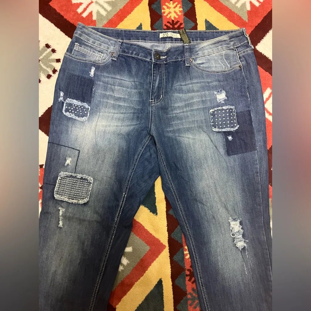Zco Jeans  Plus Size 20 Boyfriend Patchwork Super Cute Skinny Ankle - Image 10