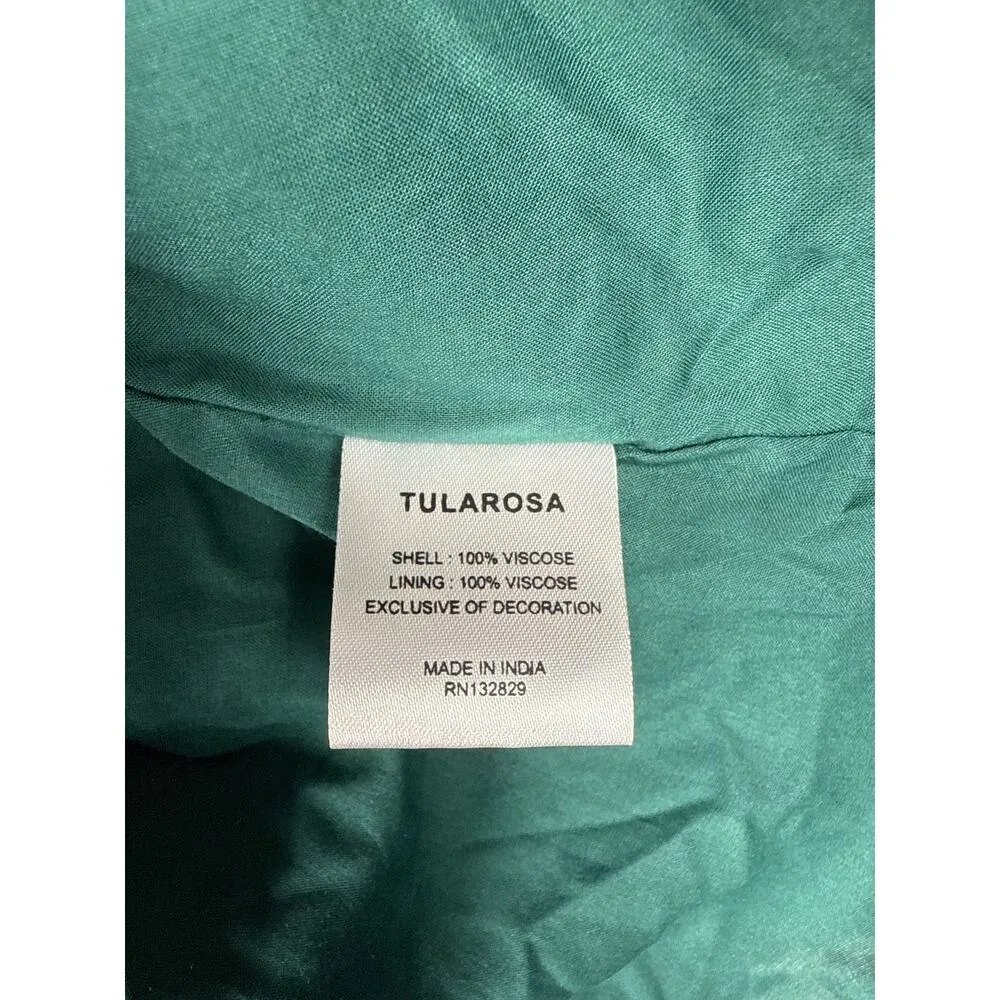 Tularosa Lindsay Dress in Emerald Ruffled Sleeves Embroidered Sparkle Size Small - Image 9