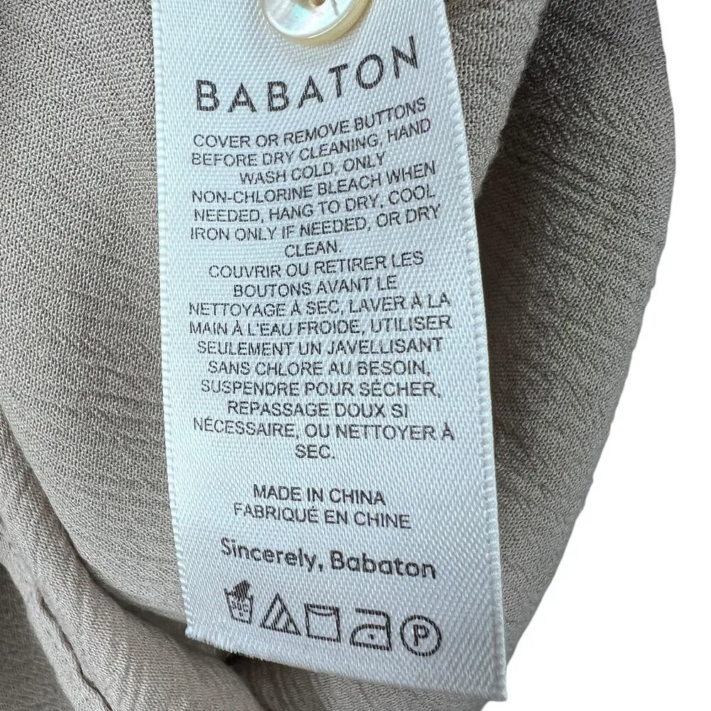Babaton Carrington Blouse Top Tan S Button Up Neutral Minimalist Office Basic - Image 9