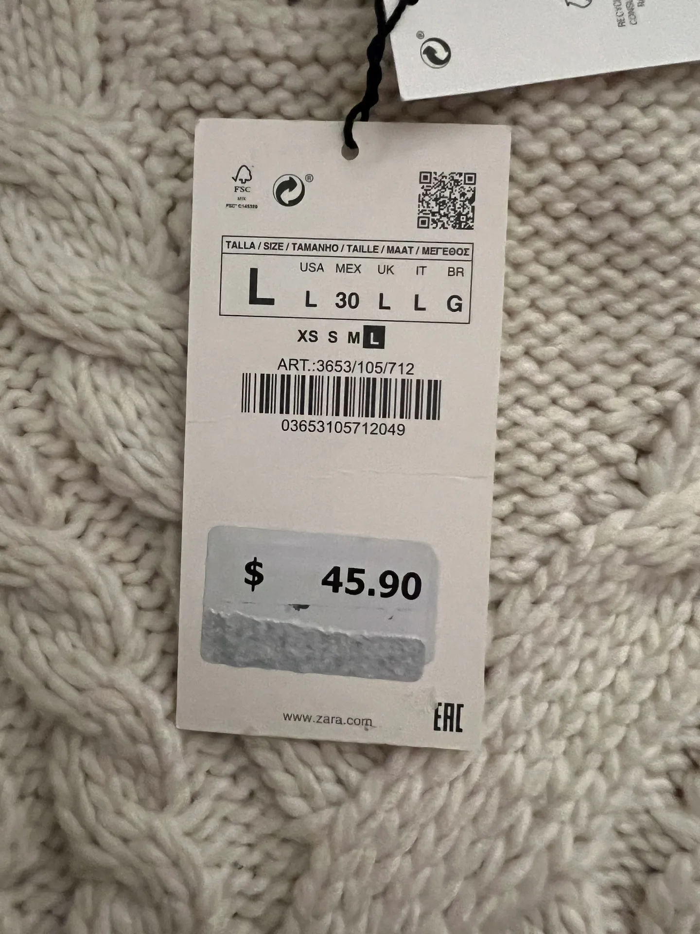 Creme Cableknit Sweater - Image 2