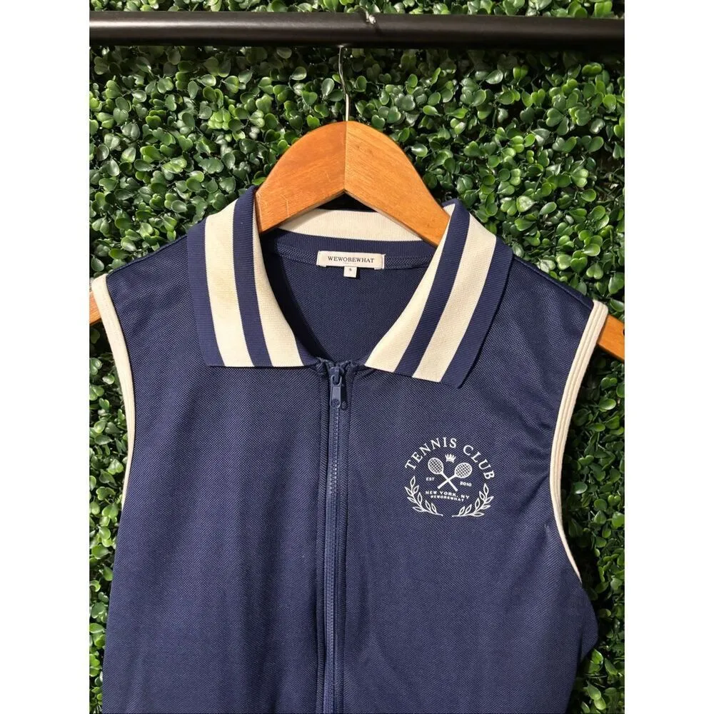 WeWoreWhat NAVY BLUE White Tennis Dress - Size Small TENNIS CLUB NEW YORK - Image 4