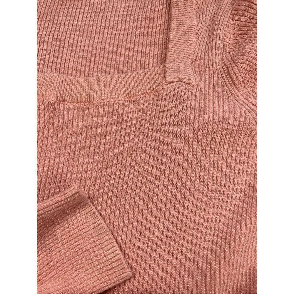 Michael Kors pink coral square neckline sweater size small - Image 8