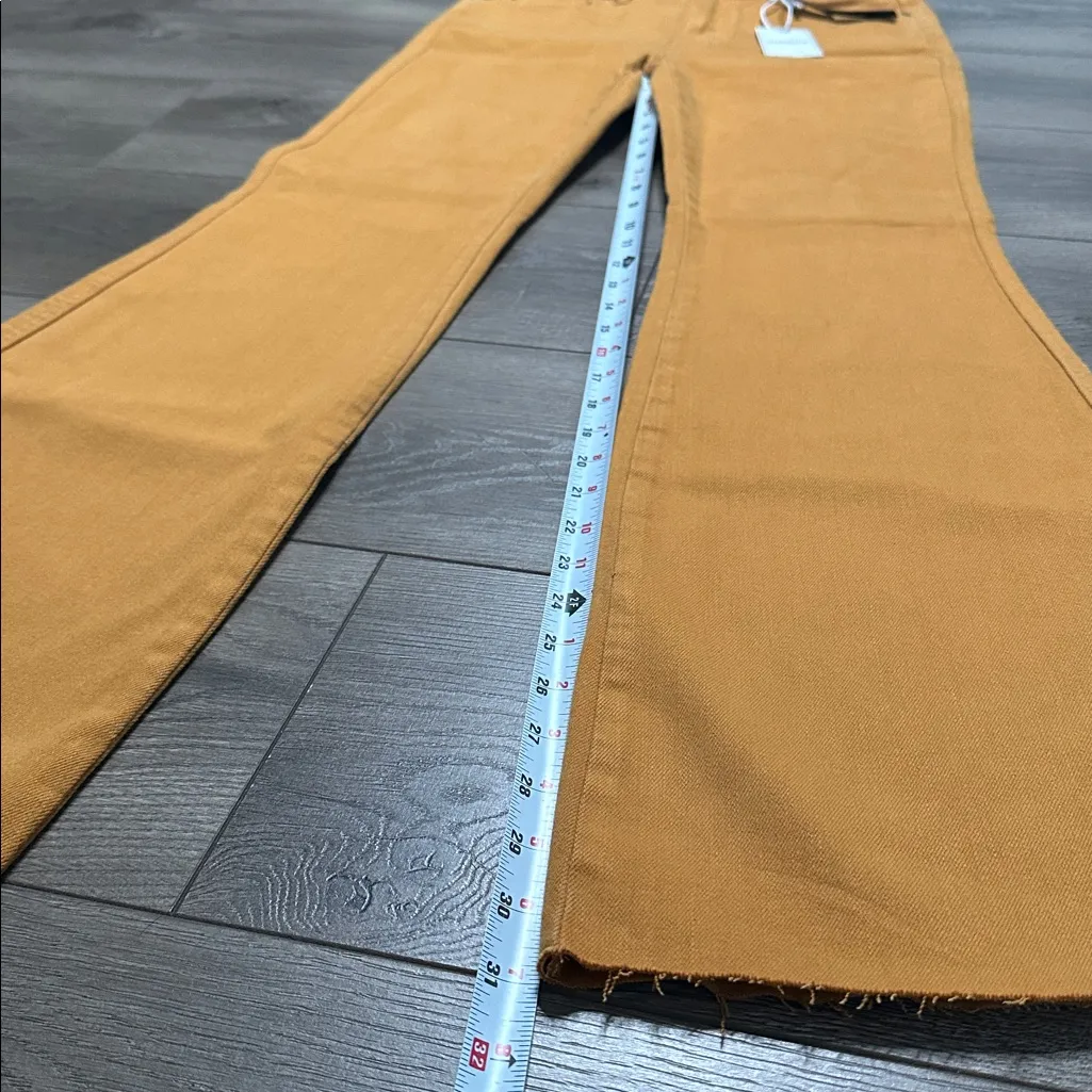 Judy Blue 31” High Waist Raw Hem Flare Jeans Tummy Control Marigold Orange 29 - Image 10