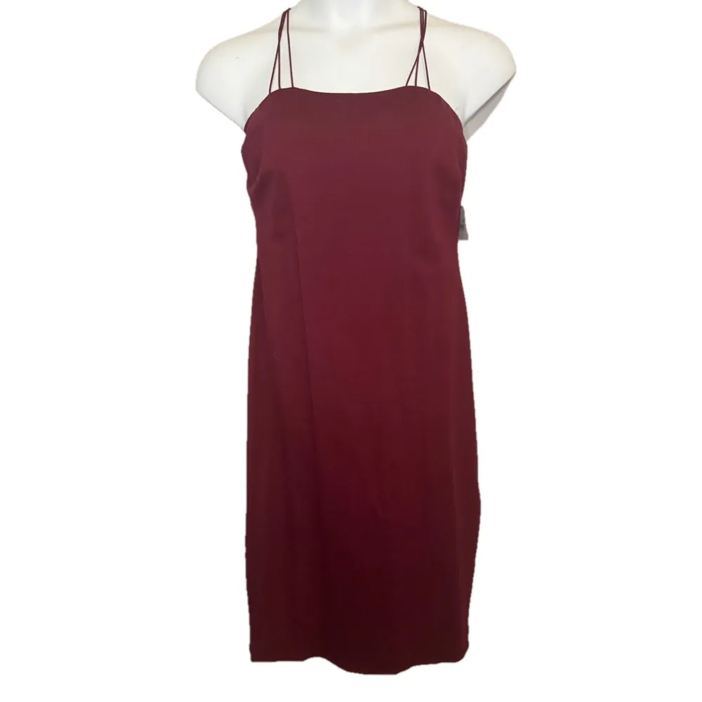 Altar’d State Burgundy Midi Dress Ponte Strappy Cocktail Dress - Image 4