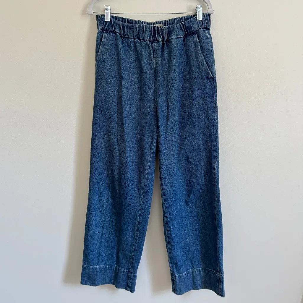 Everlane The Easy Jean Organic Cotton Wide Leg Pull On Elastic Waist Size 10 - Image 2