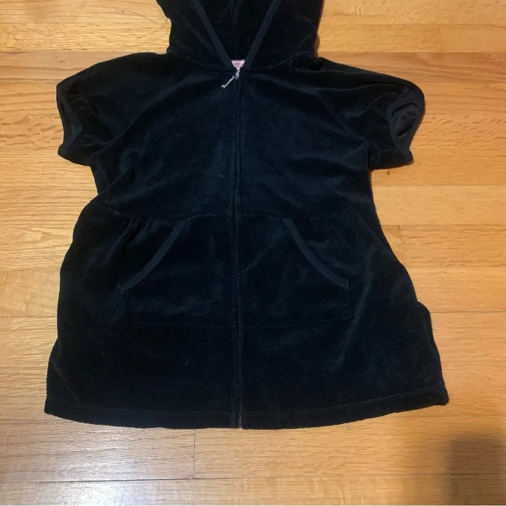Juicy Couture Pam Gela Terry Cloth Short Sleeve Hoodie Black Women’s Petite - Image 2
