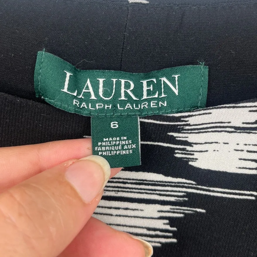 Lauren Ralph Lauren Twist Midi Dress Sz 6 Corpcore Modern Office Ruched Minimal - Image 9