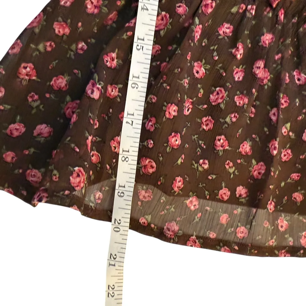 ASTR the Label Floral Print Smocked Babydoll Top Brown Pink Ditsy Med Milkmaid - Image 15