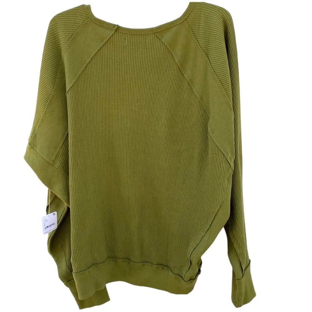NWT Free People Womens large ferngully green oversized Santa Clara thermal top - Image 4