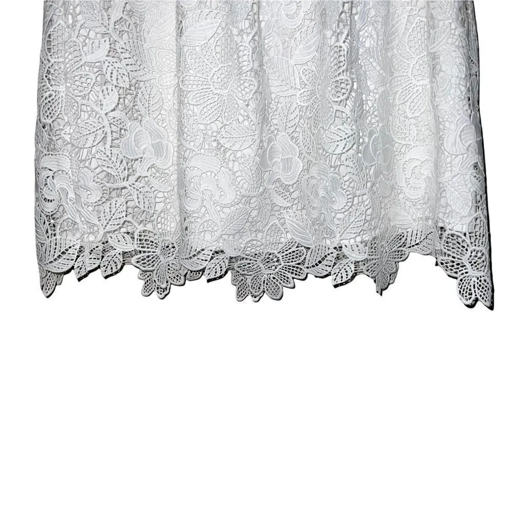 Lovers + Friends Dream Vacay White Floral Lace Mini Dress M - Image 5