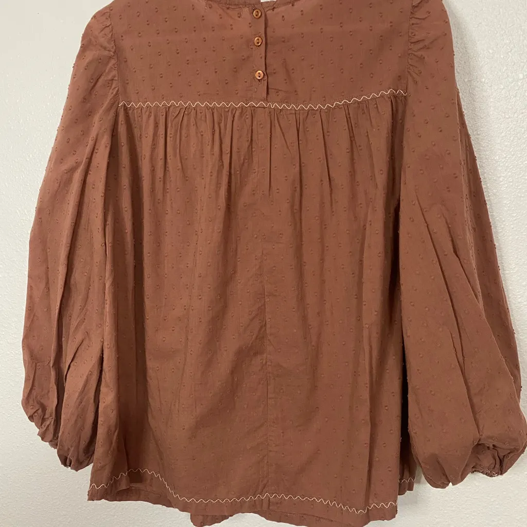 Max Studio Rust Embroidered Blouse - Image 4