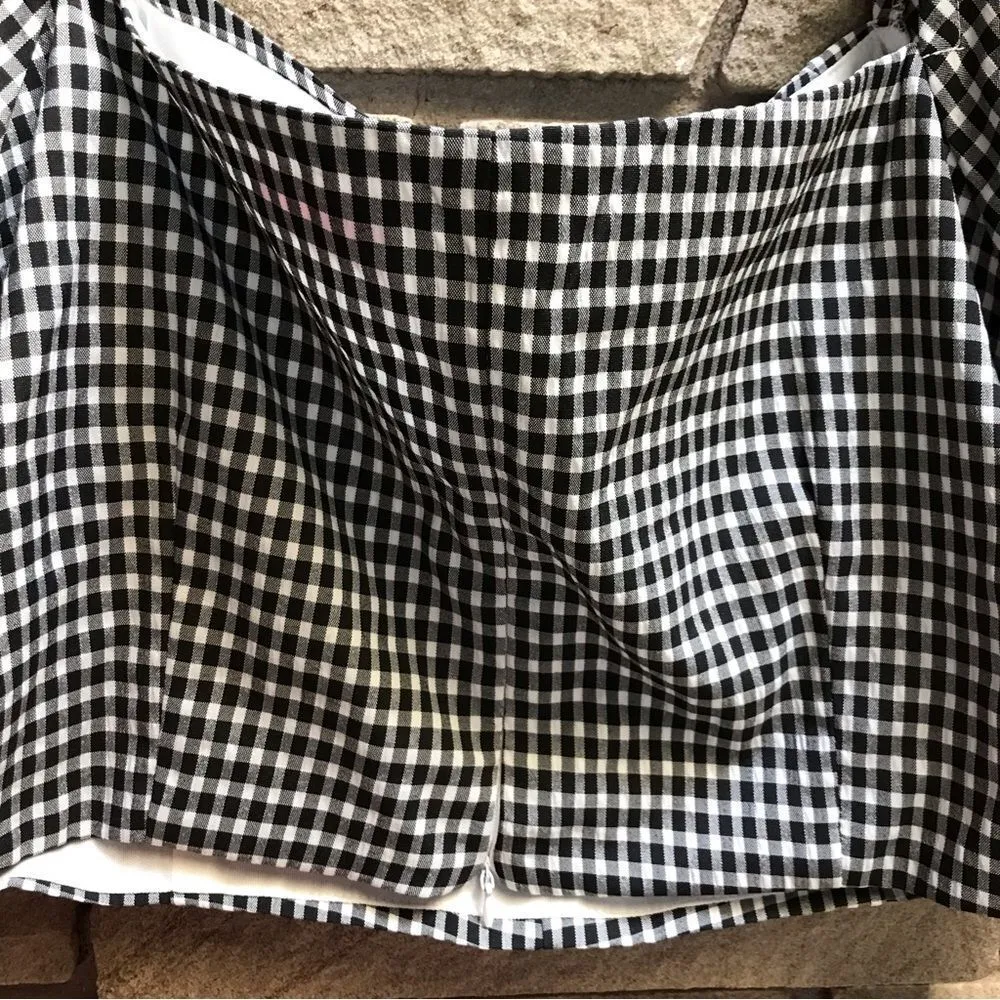 Pink Lily YOU'RE GENUINE CROPPED GINGHAM BLACK white Puff Sleeve Retro XXL - Image 7