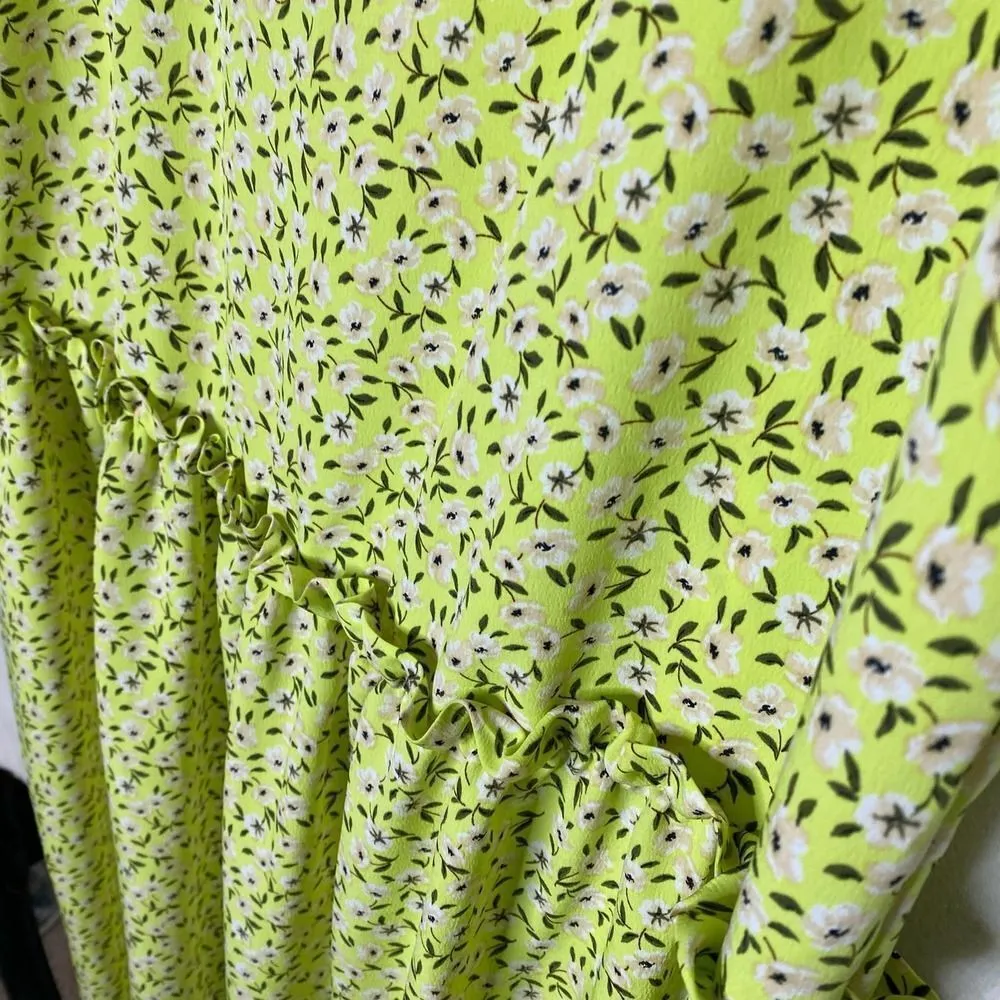 Sleeveless Floral Square Neck Drop Waist Midi Dress Tie Strap Size 8 - Image 6